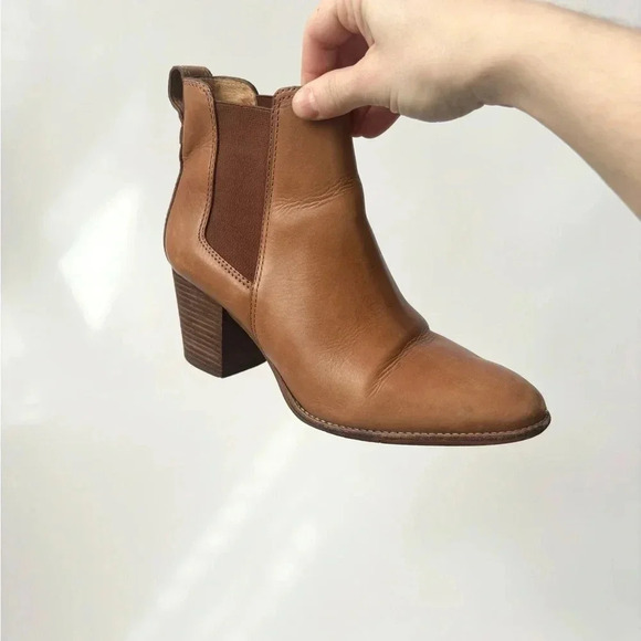 Madewell Reagan Tan Genuine Leather Ankle Chelsea Booties Sz 8 - Picture 10 of 10